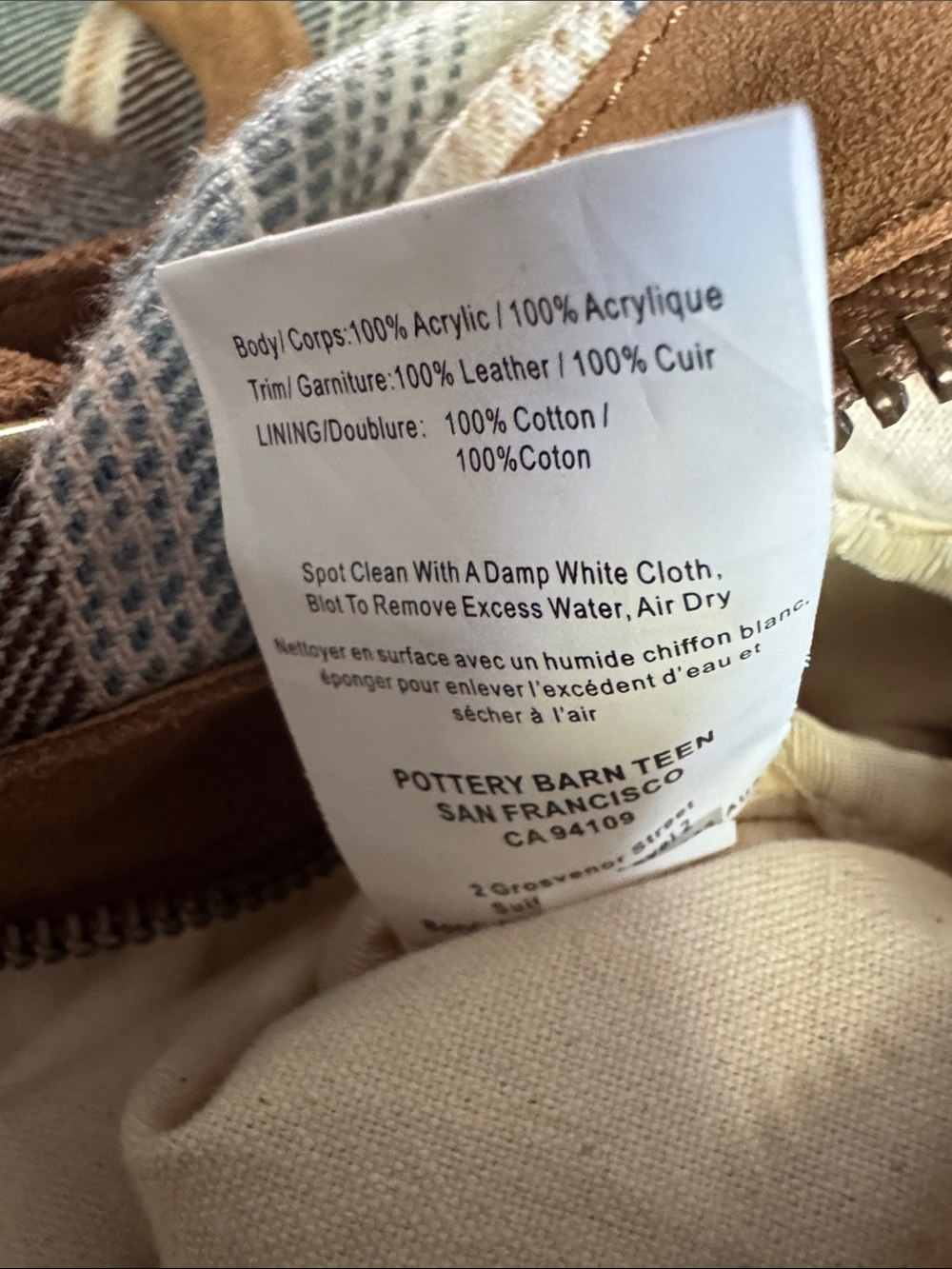Pottery Barn Suede-Trim Striped Weekender - Tan & Pastel Stripes - Picture 11 of 15